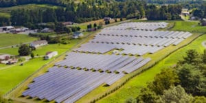 image of solar panels in field