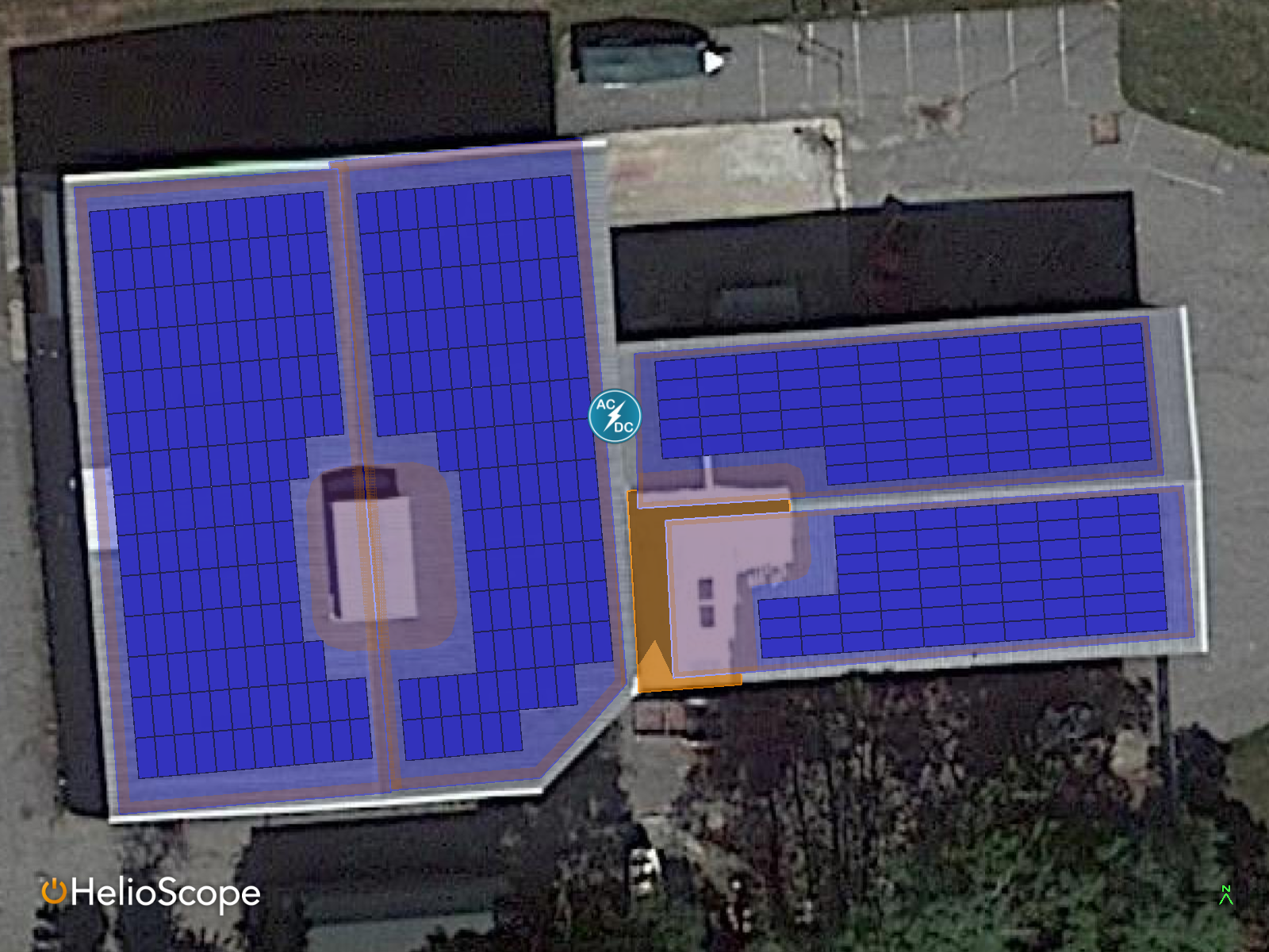 Image overly showing satellite view of a projected solar layout