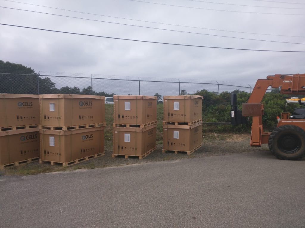 Boxes of Solar Panels on Pallets