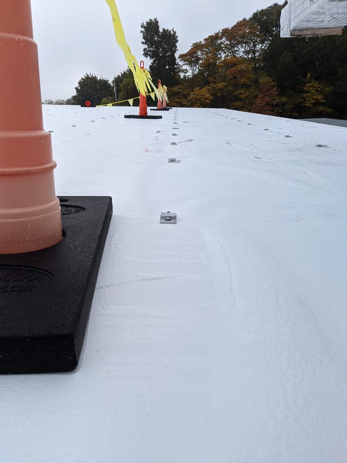 Fresh TPO roofing with flashings for commercial solar install