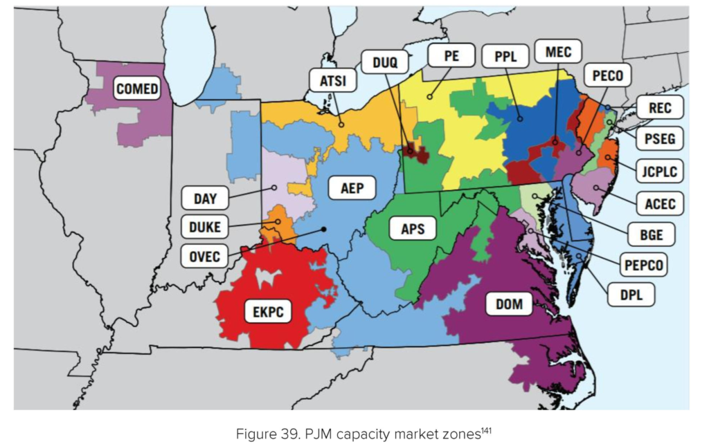 Pennsylvania Energy Storage; PJM capacity market zones