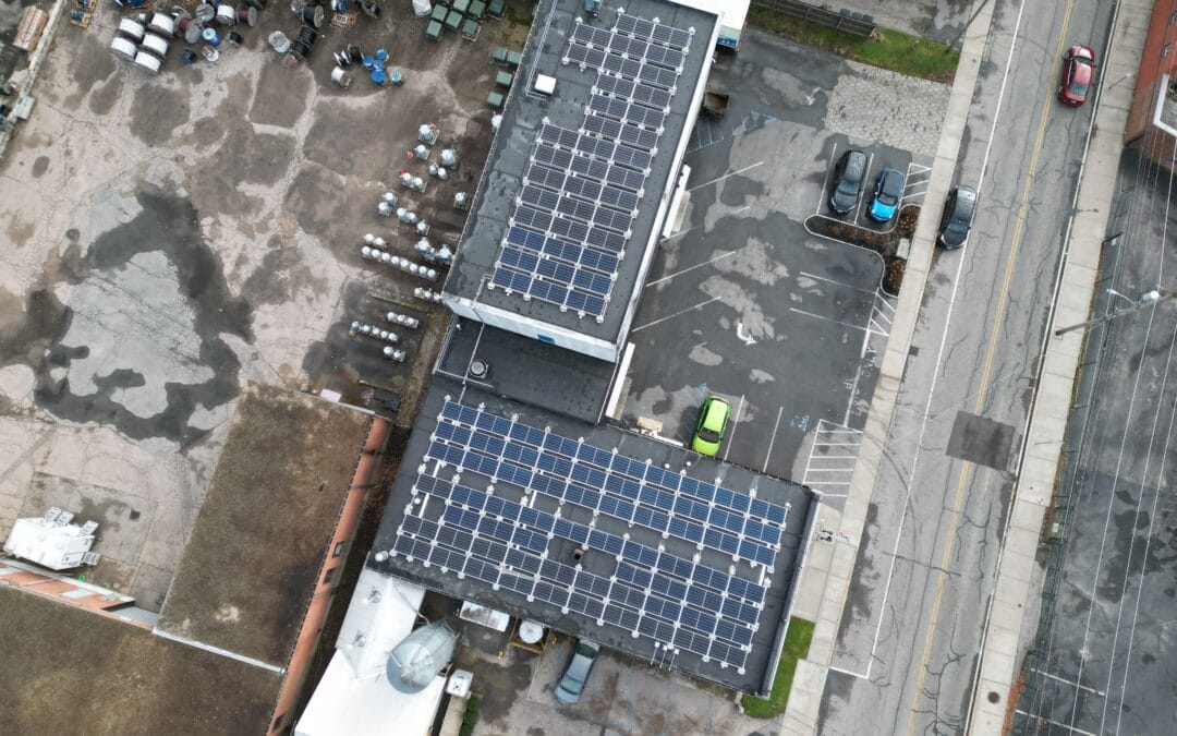 Commercial Solar Guy installation in Rhode Island, viewed from above
