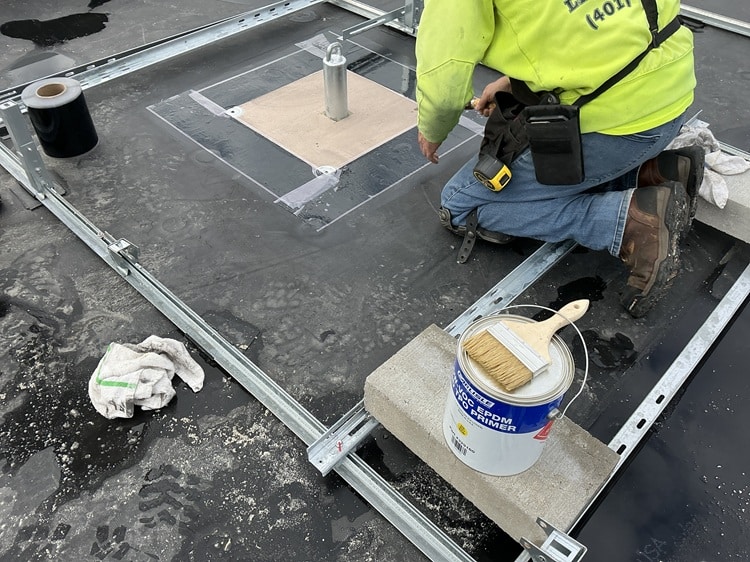 Rooftop solar fall arrestor installation