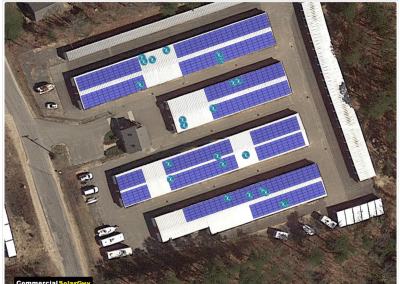 Helioscope preliminary design layout for a commercial solar panel installation