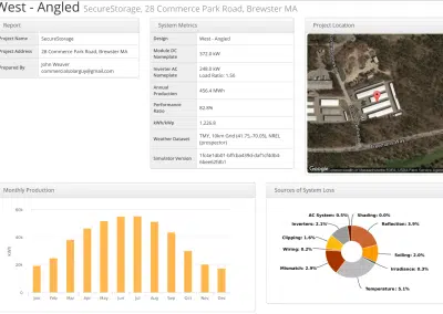 Helioscope feasibility analysis system layout for a commercial solar project