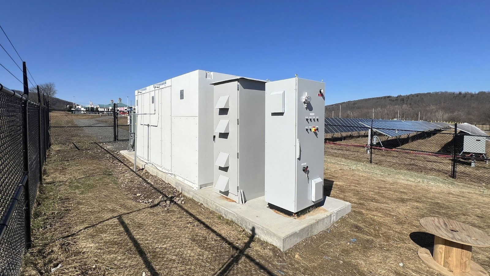 Photo of a commercial battery storage system