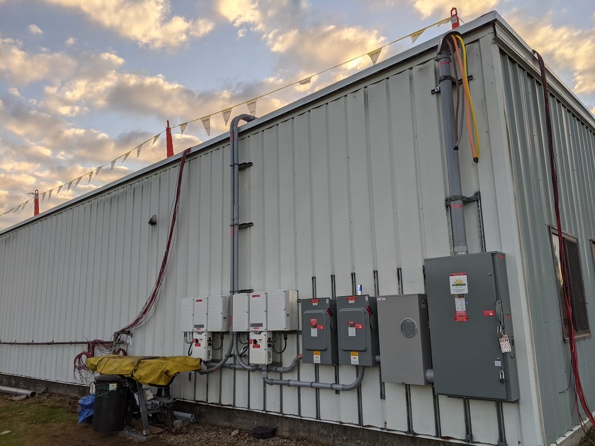 Electrical conduit, switchgear, and meter make up vital components in a commercial solar install