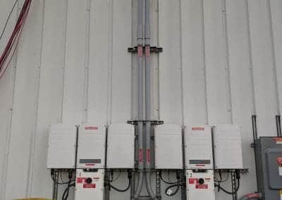RI commercial solar install - conduit housed DC wires from panels on roof to inverters