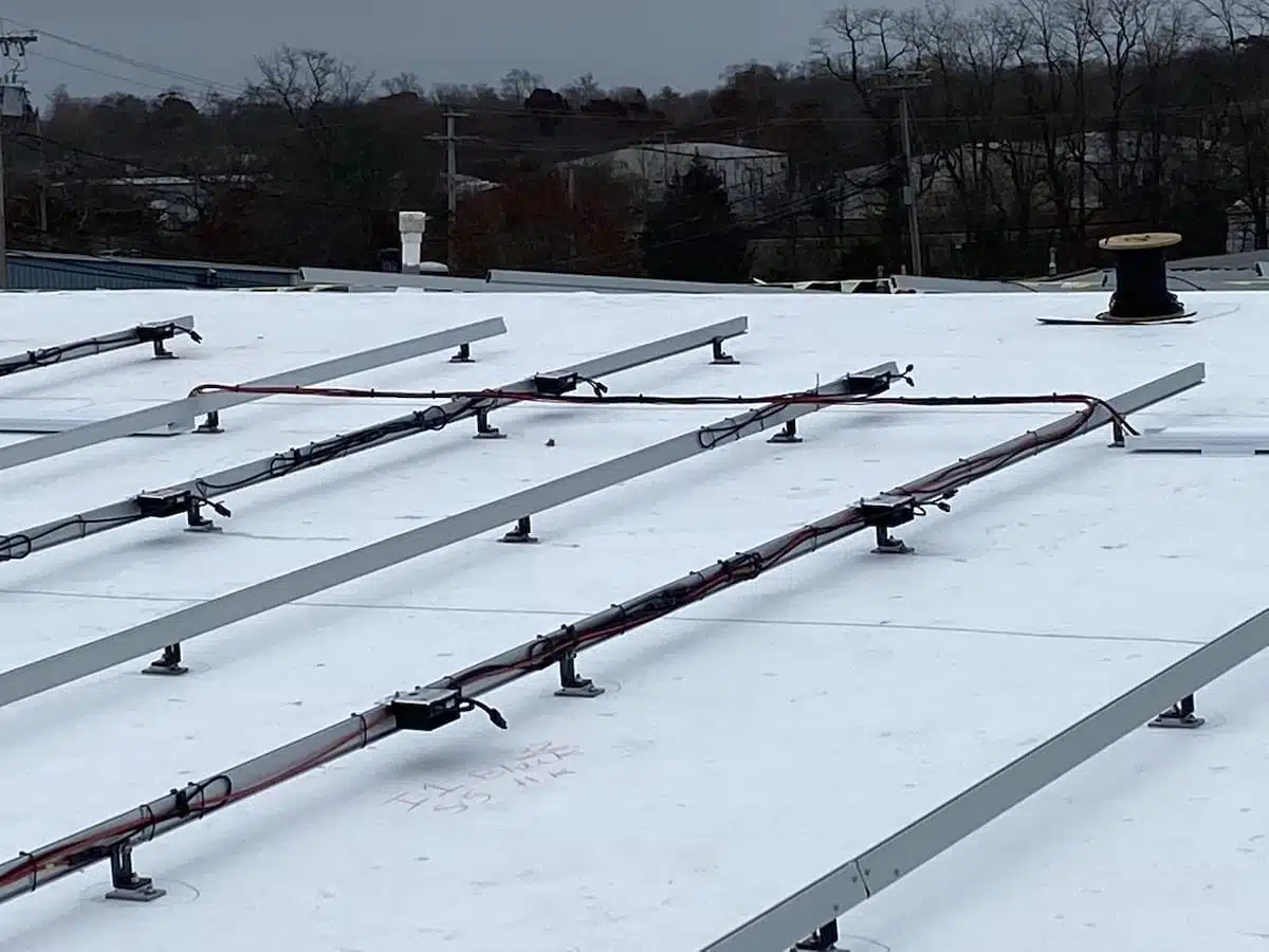 Commercial Solar Guy rooftop solar panel installation - (DC) bundled wiring with inverters